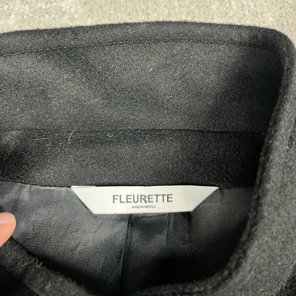 Fleurette 100% Cashmere Made In America Black Long Lined Button Down Coat Sz 10 - Picture 5 of 9